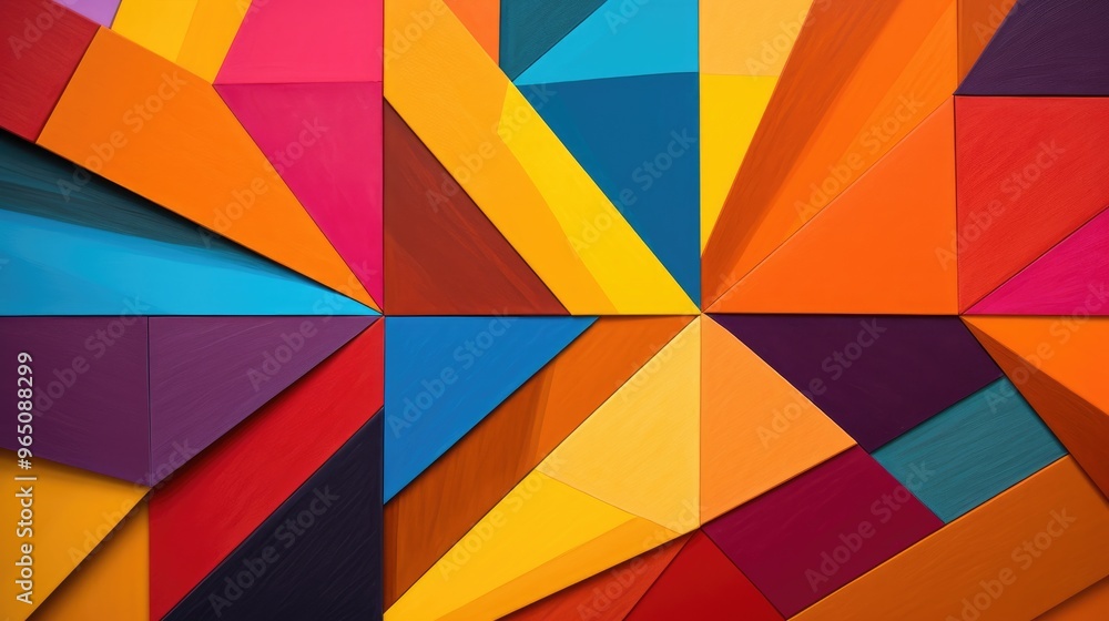 Abstract geometric pattern with vibrant colors. The image features a variety of shapes and colors, creating a dynamic and eye-catching design. Abstract geometric pattern with vibrant colors. The image features a variety of shapes and colors, creating a dynamic and eye-catching design.