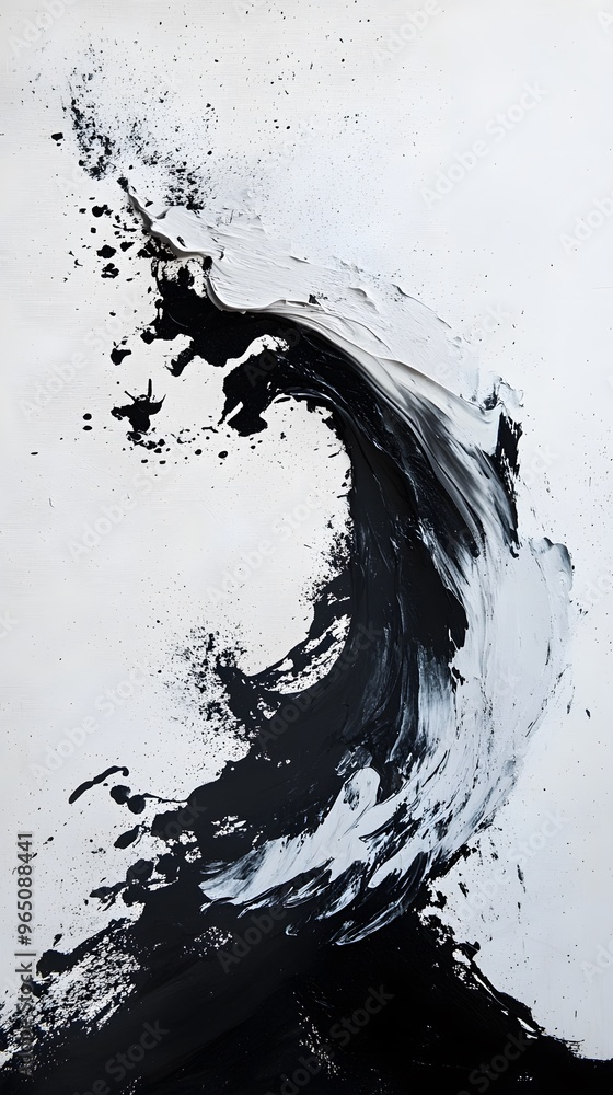 Abstract Black and White Painting of a Wave Abstract Black and White Painting of a Wave