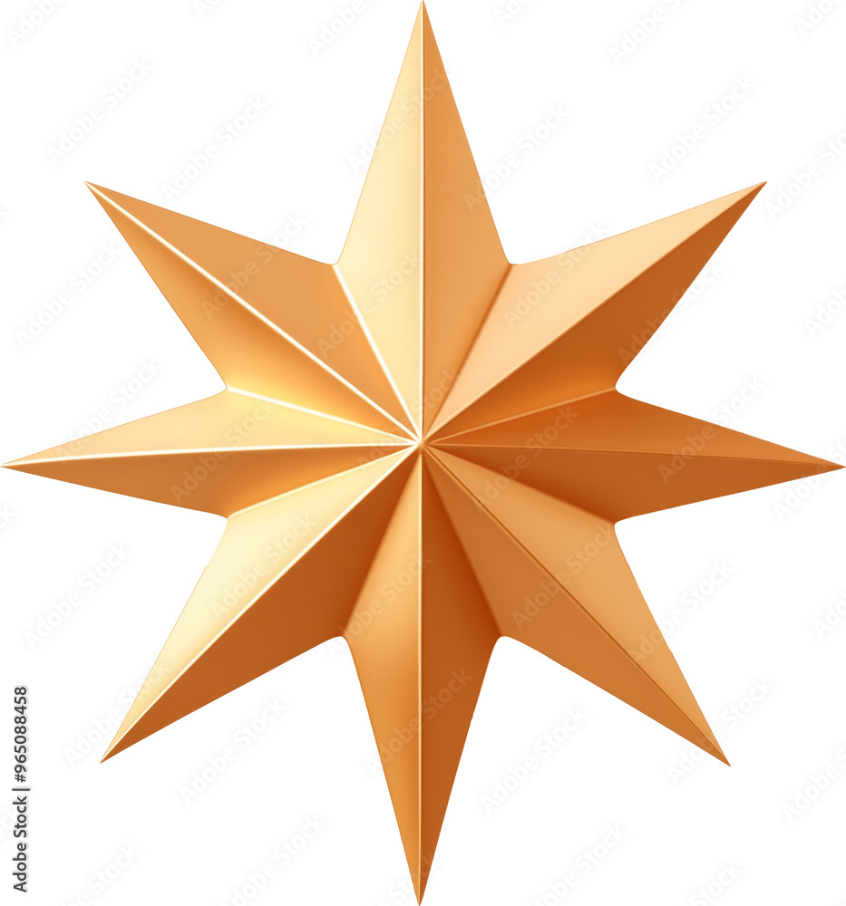 Golden star decoration showcasing intricate geometric isolated on transparent background. Golden star decoration showcasing intricate geometric isolated on transparent background.