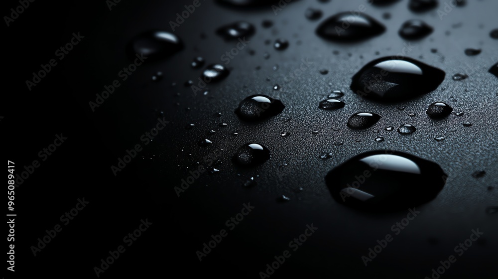 Water droplets on a dark, textured surface. Water droplets on a dark, textured surface.