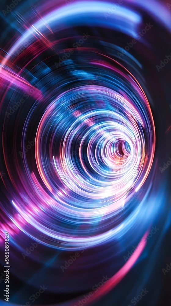 Abstract Circular Light Trails in Blue and Pink Hues Abstract Circular Light Trails in Blue and Pink Hues