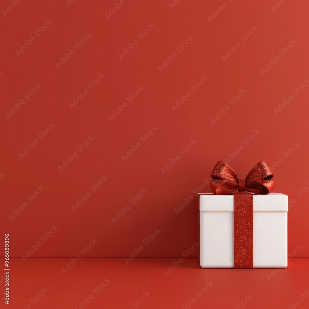 Christmas gift box, wrapped with a shiny bow, 3D illustration Christmas gift box, wrapped with a shiny bow, 3D illustration