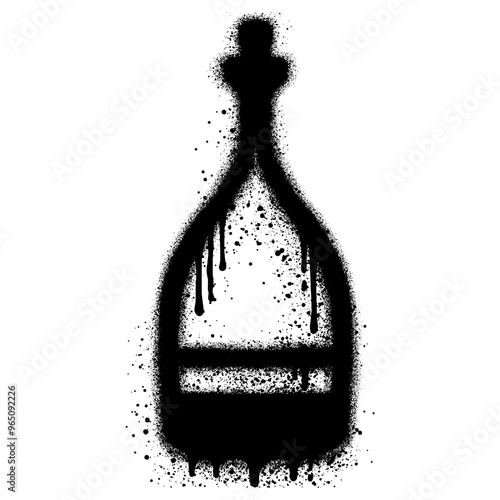 Drink bottle graffiti with black spray paint.vector illustration.