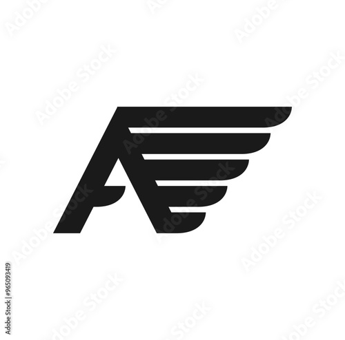 Letter A Wing Logo Design Illustration