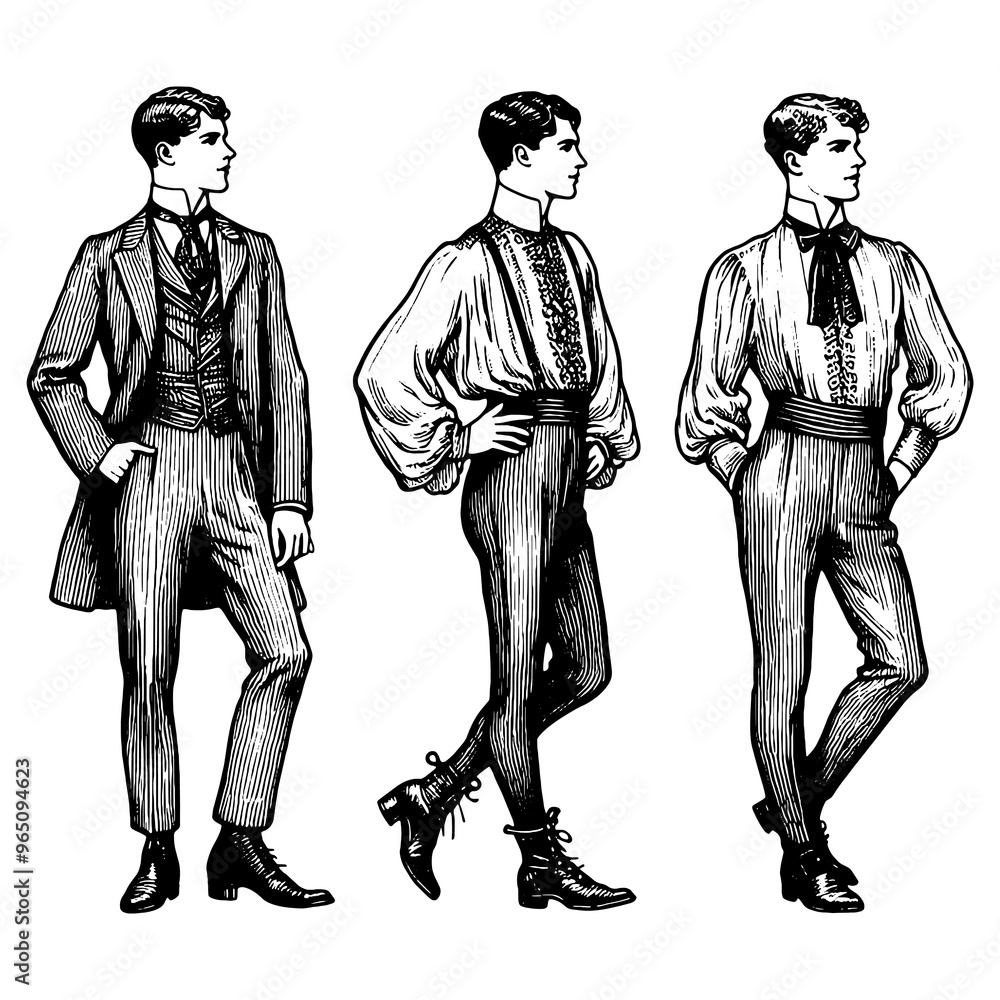 Φωτογραφία Vintage illustration of men in 19th-century fashion attire