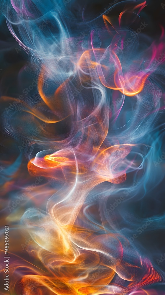 Abstract Swirling Light Trails in Blue, Orange, and Pink Hues Abstract Swirling Light Trails in Blue, Orange, and Pink Hues
