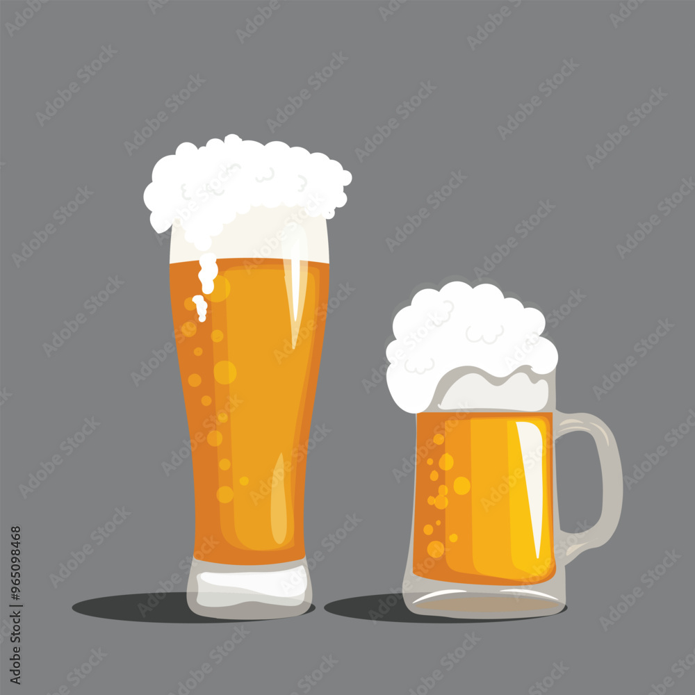 glass of beer set. Vector illustration glass of beer set. Vector illustration