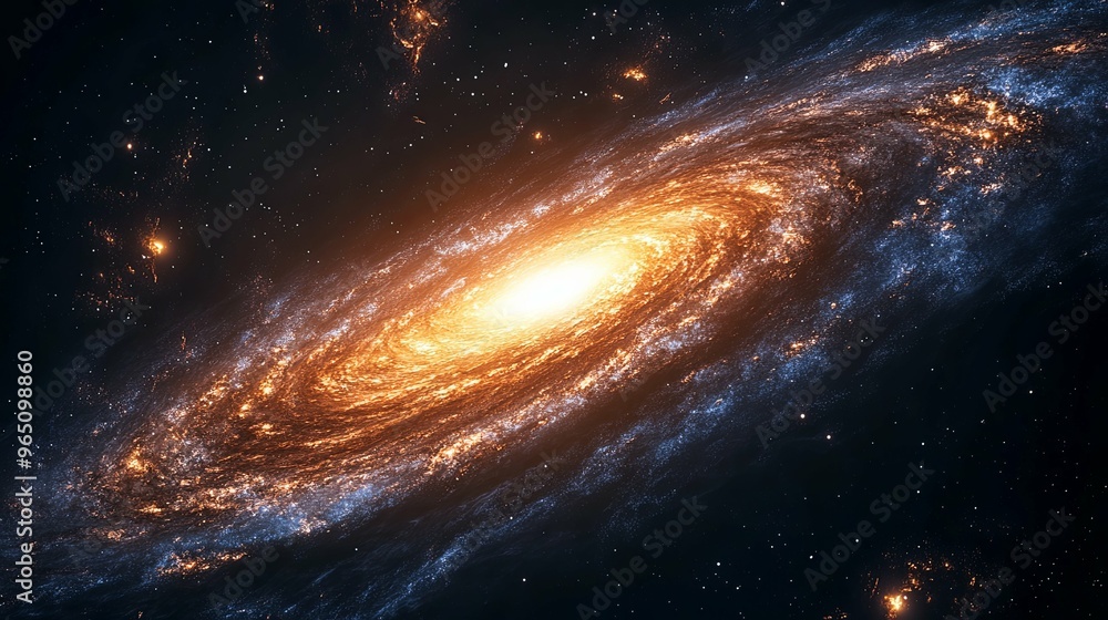 A Spiral Galaxy with Bright Orange and Blue Arms A Spiral Galaxy with Bright Orange and Blue Arms