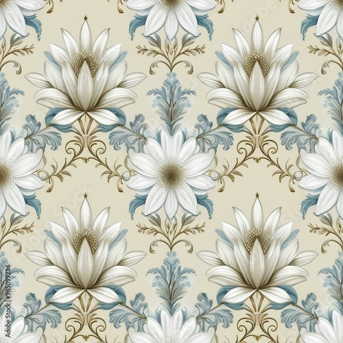 Swiss Edelweiss seamless floral pattern background 