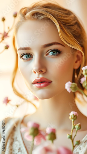 portrait of a woman with flowers