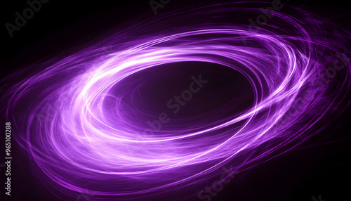 Abstract purple light swirls on a black background.