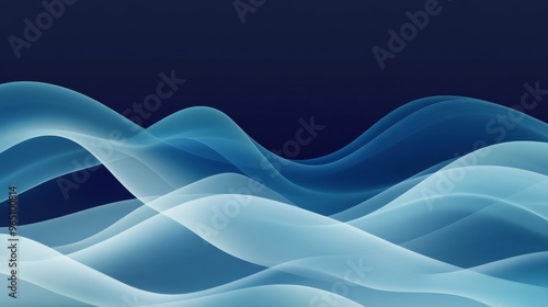 Wallpaper Mural Abstract blue wave pattern on dark background, digital artwork. Modern design and technology concept Torontodigital.ca
