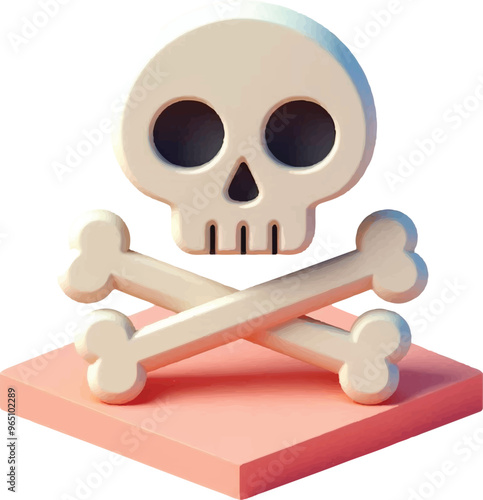 Simple Clipart 3d halloween colorfull crossbones illustration good for icon design