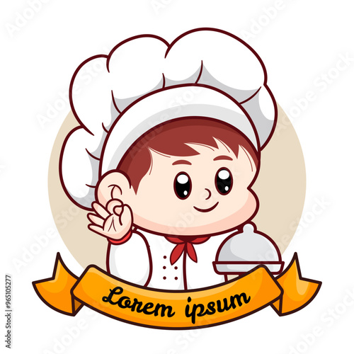 Cute Boy Chef Modern Logo Template