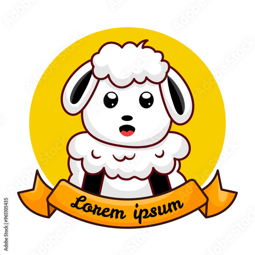 Cute White Sheep for logo Template