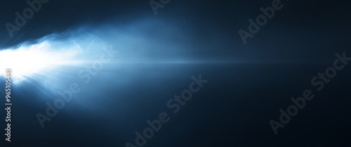  a Bright White Light on the Left Side of an All-Black Background with Gradient from Dark Blue to Sky-Blue, Grainy Film Effect, and Subtle Glow