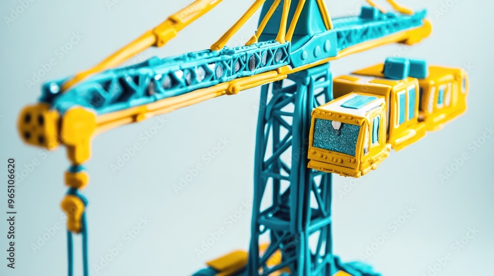 Construction site with a crane and urban buildings in a 3D illustration Construction site with a crane and urban buildings in a 3D illustration