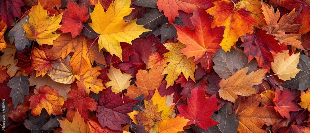 A large pile of autumn leaves with a variety of colors A large pile of autumn leaves with a variety of colors
