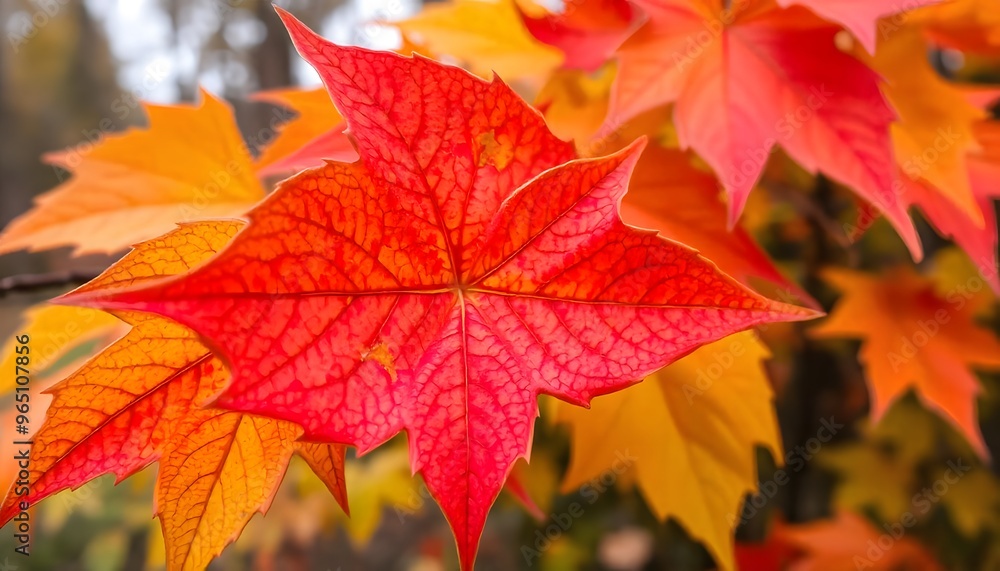 Close-up of autumn foliage, showcasing the intricate veins and textures. Close-up of autumn foliage, showcasing the intricate veins and textures.