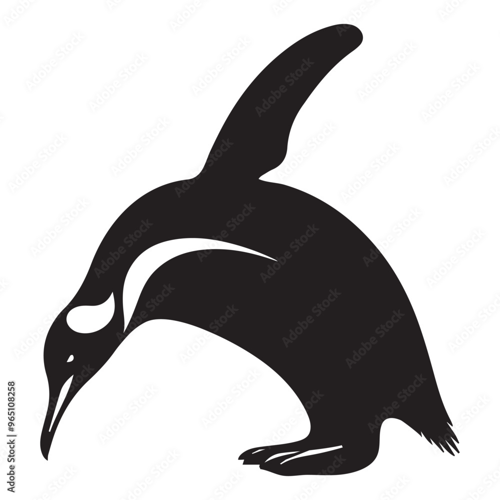 King Penguin silhouette - Penguin Bird Vector Illustration in black and white King Penguin silhouette - Penguin Bird Vector Illustration in black and white