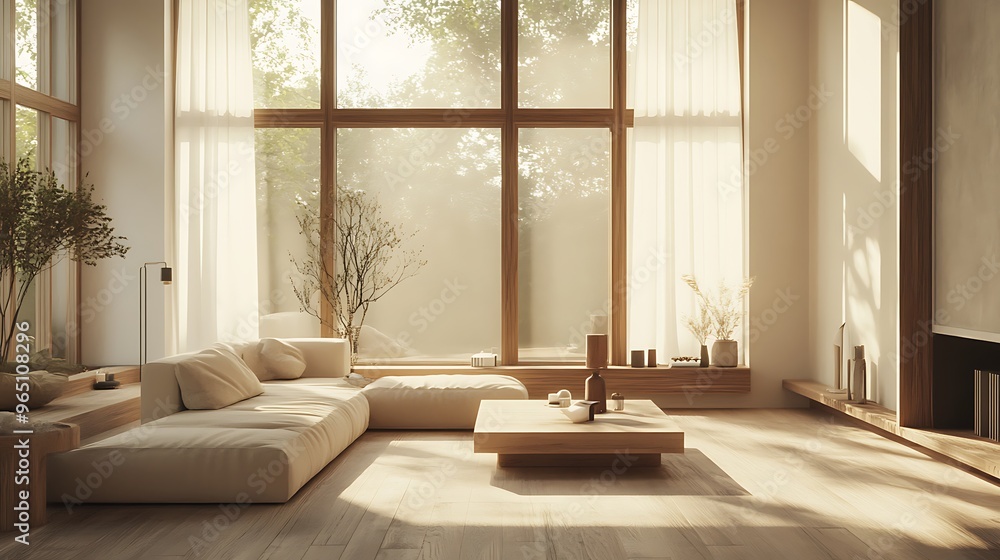 Modern Scandinavian Living Room with Clean Lines, Natural Materials, and Minimalist Decor for a Warm and Cozy Atmosphere Modern Scandinavian Living Room with Clean Lines, Natural Materials, and Minimalist Decor for a Warm and Cozy Atmosphere