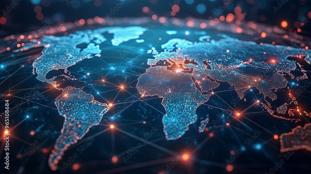 A Global Network of Interconnected Points Representing World Connectivity A Global Network of Interconnected Points Representing World Connectivity