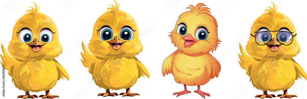 Cute funny chicken characters vector illustration Cute funny chicken characters vector illustration