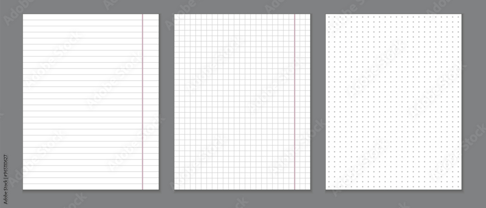 lined paper notebook, line graph note book, letter size notebook, dot graph notebook pages vector illustration. lined paper notebook, line graph note book, letter size notebook, dot graph notebook pages vector illustration.