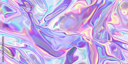 Iridescent abstract background with fluid holographic waves in pastel tones. Background image of switling pastel color reflect with liquid pattern and metallic reflection effect. Motion shot. AIG51.