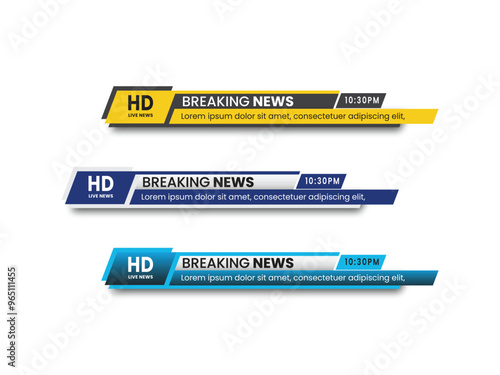 Modern broadcast news Lower third design template premium vector for TV Bars, Breaking, Sports, and Video Channel