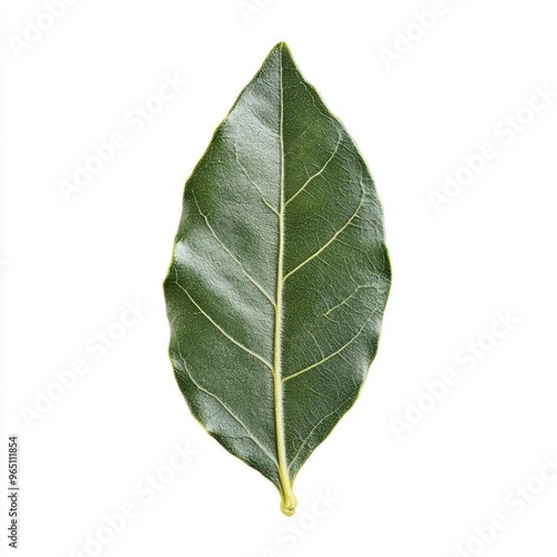 A single bay leaf isolated on a white background. photo