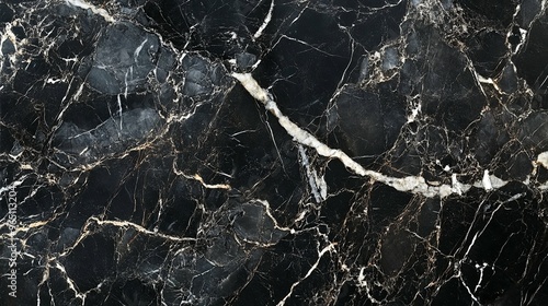 Black Marble with White and Golden Veins Texture