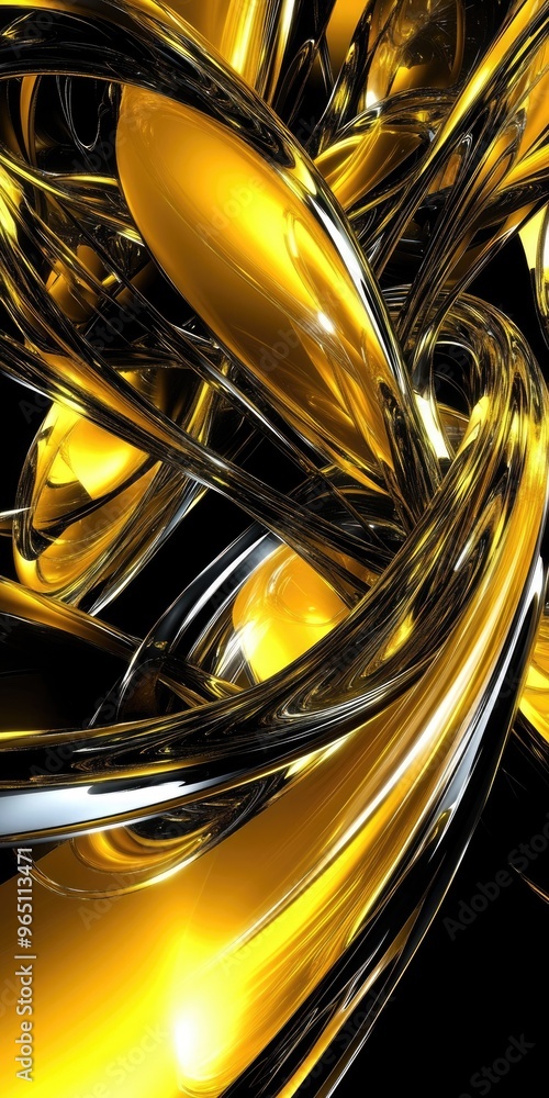 Golden Flow. Abstract Artistic Background with Yellow Metallic Waves Golden Flow. Abstract Artistic Background with Yellow Metallic Waves