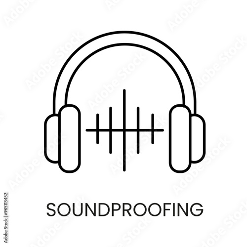 Soundproofing, noise insulation line icon vector with editable stroke