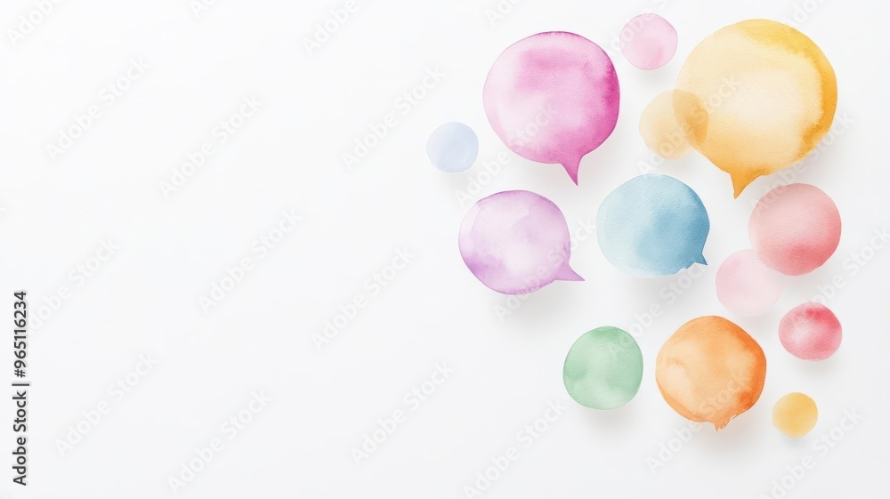 Bubble speech filled with vibrant watercolor splashes, artistic expression, bubble speech, creative communication concept Bubble speech filled with vibrant watercolor splashes, artistic expression, bubble speech, creative communication concept