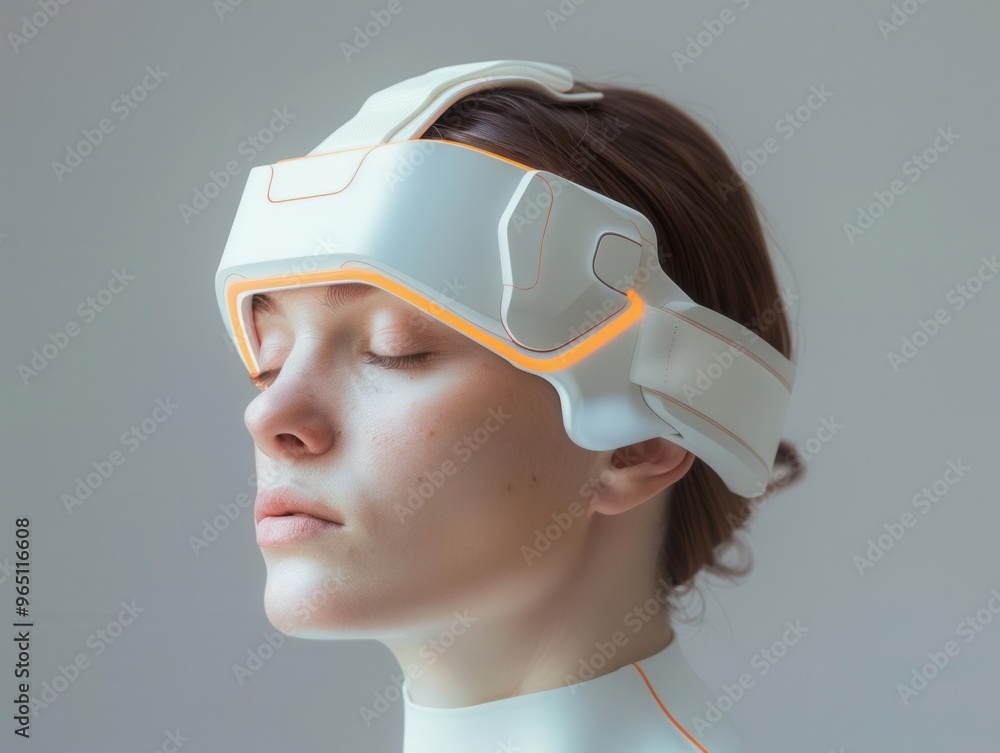 Focus on depicting a futuristic tool for TCM diagnosis This could be a headband that reads brainwaves to assess emotional imbalances or a handheld device that scans the body for su Focus on depicting a futuristic tool for TCM diagnosis This could be a headband that reads brainwaves to assess emotional imbalances or a handheld device that scans the body for su