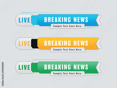 Set Of Bundles Breaking News Lower third design template premium vector for TV Bars, Breaking, Sport, Video Channel, Interface Sign, Screen, and Show.