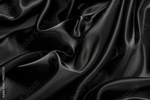 Smooth elegant black satin texture abstract background. Luxurious background design