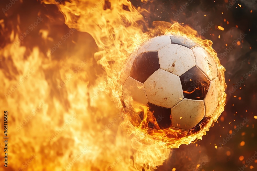 Fototapeta premium Soccer ball on fire