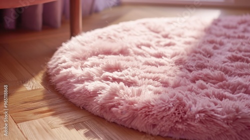 Rug: A soft, plush pink rug in a circular shape, perfect for playtime. Adds warmth and a cozy texture to the room, enhancing its inviting atmosphere.
