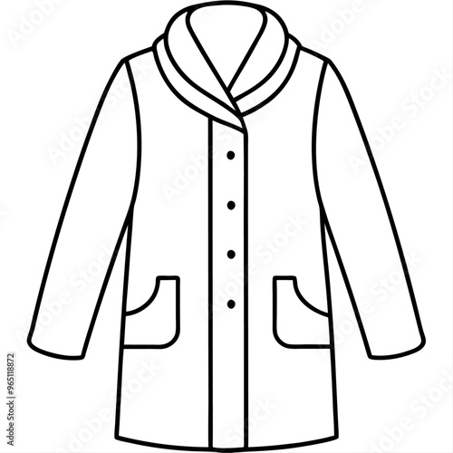 coat outline coloring book page line art illustration digital drawing
