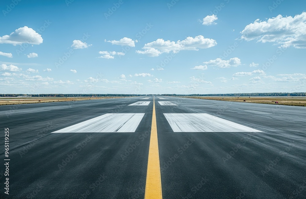 Fototapeta premium Spacious unoccupied airport runway ready for flights