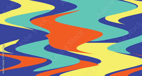 Abstract Summer Wavy Color Drip on Navy Blue Background