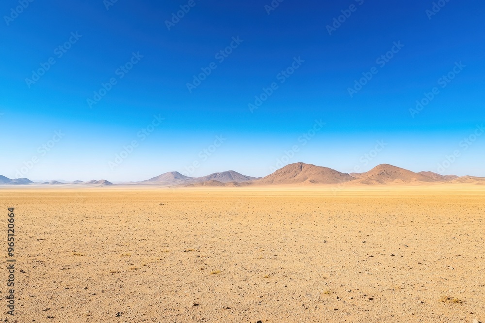 Stunning desert view in Namibia with clear blue sky from road trip Stunning desert view in Namibia with clear blue sky from road trip