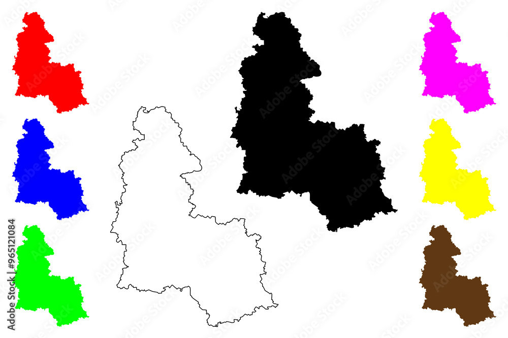 Naklejka premium Sumy Oblast (Administrative divisions of Ukraine, Oblasts of Ukraine) map vector illustration, scribble sketch Sumshchyna map