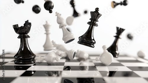 A chessboard with pieces arranged for a strategic game featuring pawns, knights, bishops, and the king and queen ready for competition