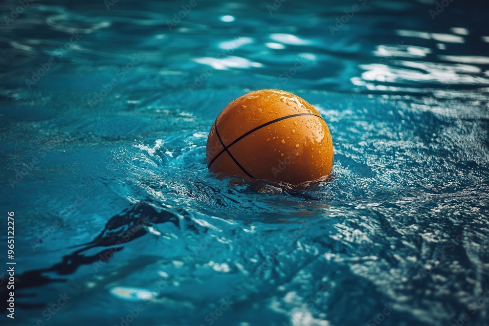 Water polo ball gliding in the water Water polo ball gliding in the water