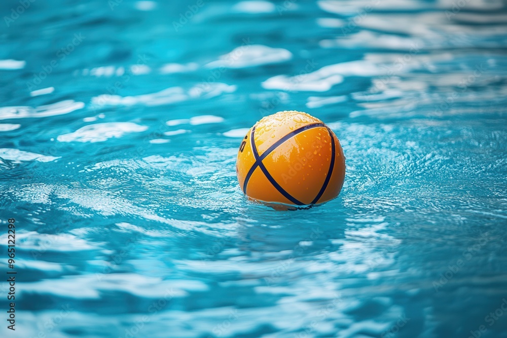 Water polo ball in pool water Water polo ball in pool water