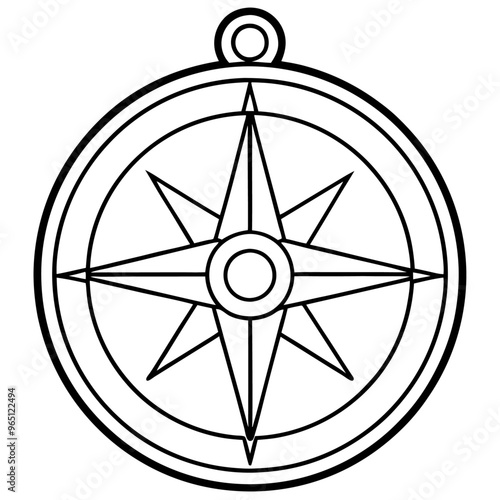 compass outline coloring book page line art illustration digital drawing