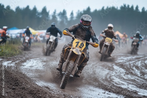 Wet and muddy motocross race in Parola Finland